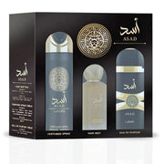 Lattafa Asad EDP Spray 100ml & Perfumed Spray 200ml & Fresh Hair Mist (3pcs)