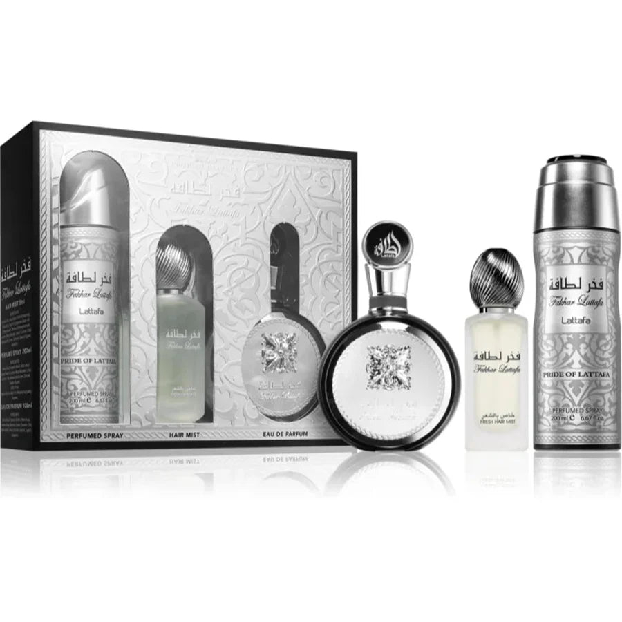 Lattafa Fakhar For Men EDT Spray 100ml & Perfumed Spray 200ml & Fresh Hair Mist (3 pcs)